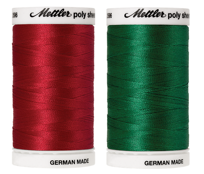 Polysheen embroidery thread in red and greeen