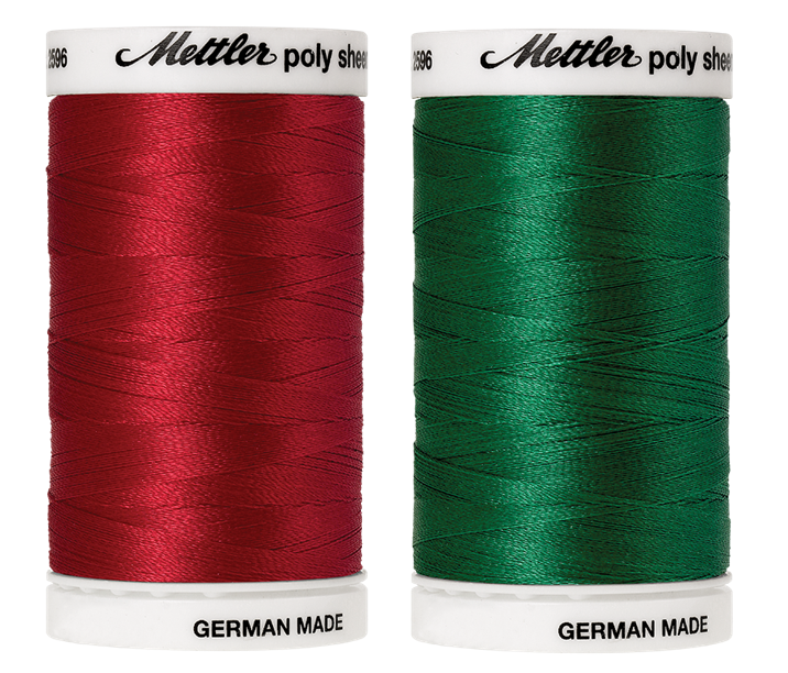 Polysheen borduurgaren in rood en groen