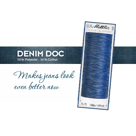 Polycore Denim Doc spijkerbroek jeansgaren in washed jeans kleur -gebruik het bij Spijkerbroek naaien met garen en ritsen
